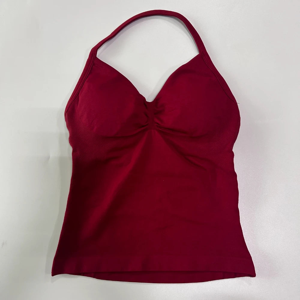 Impact Longline Strappy Gym Top Custom Logo Backless Gym Clothes Women Scrunch Built-in Bra With Removable Cups Yoga Tank Tops
