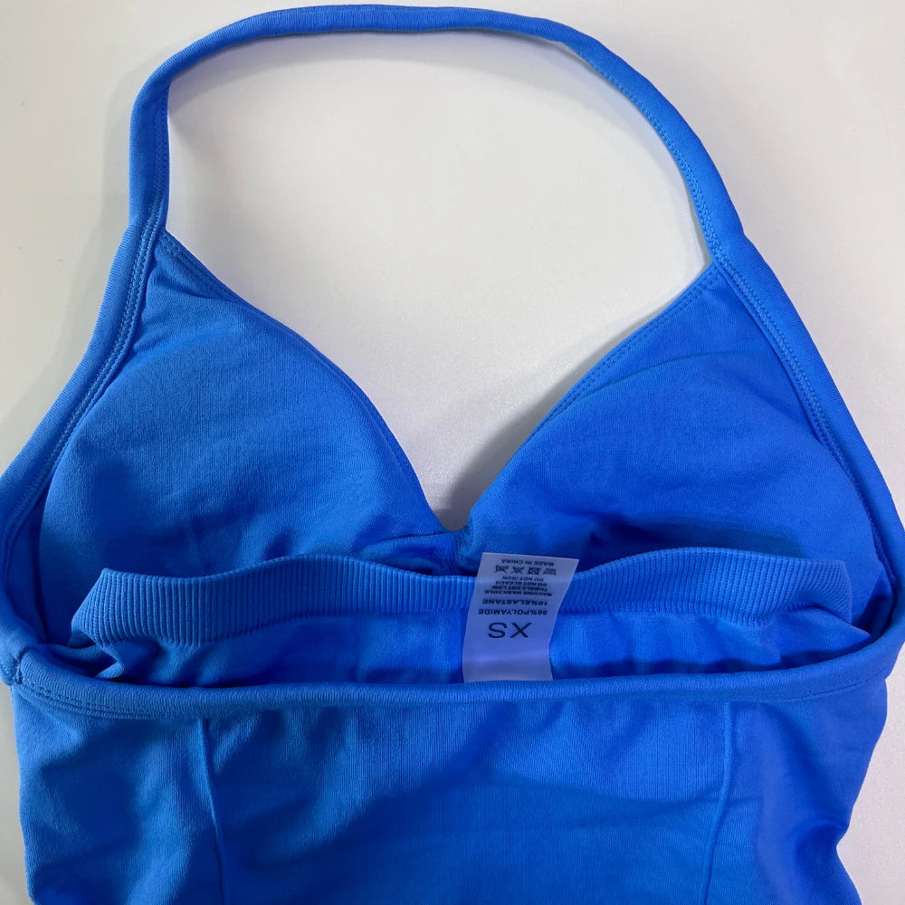 Impact Longline Strappy Gym Top Custom Logo Backless Gym Clothes Women Scrunch Built-in Bra With Removable Cups Yoga Tank Tops