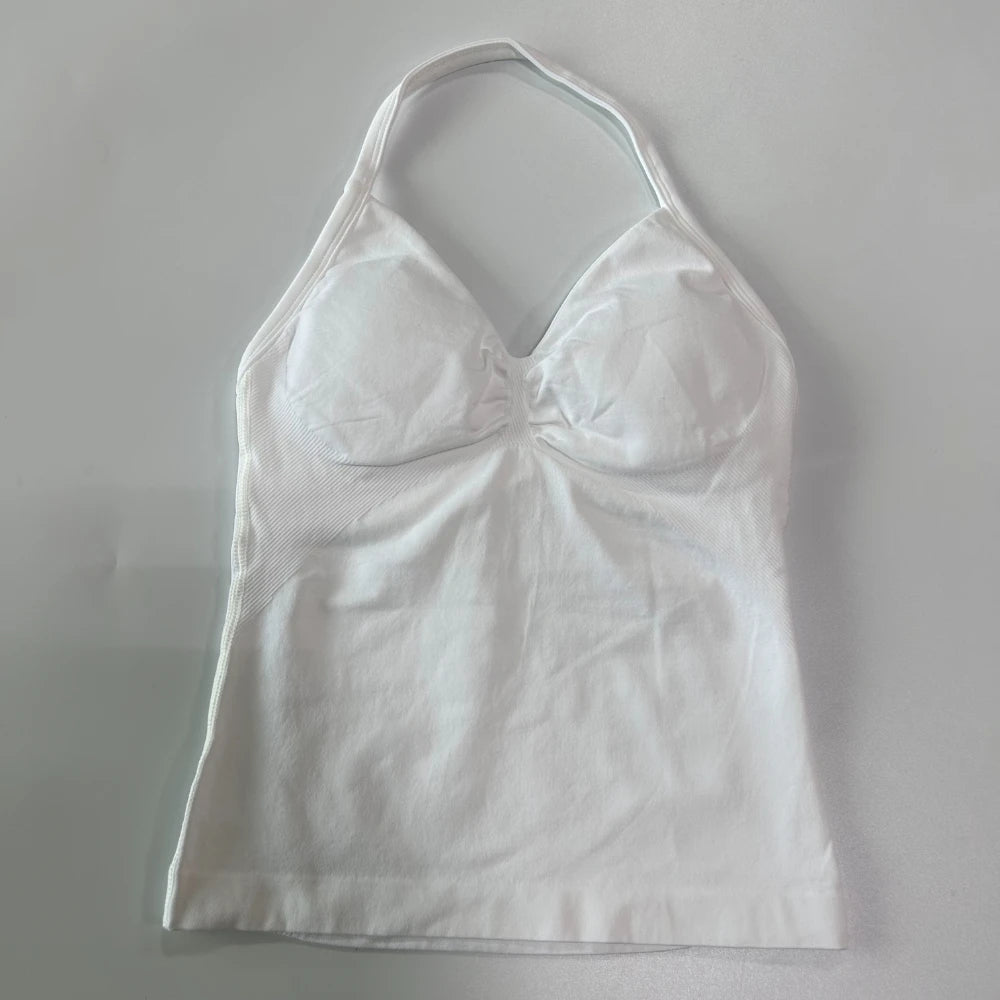 Impact Longline Strappy Gym Top Custom Logo Backless Gym Clothes Women Scrunch Built-in Bra With Removable Cups Yoga Tank Tops