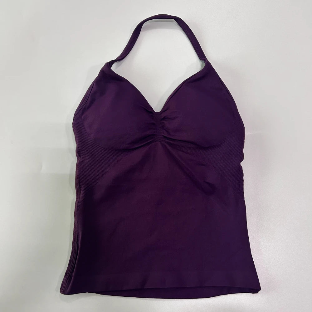 Impact Longline Strappy Gym Top Custom Logo Backless Gym Clothes Women Scrunch Built-in Bra With Removable Cups Yoga Tank Tops